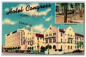 c1940 Hotel Congress Exterior Building Pueblo Colorado Vintage Antique Postcard
