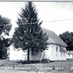 c1950s Allison, IA RPPC Older Masonic Building Real Photo Lodge Postcard A102