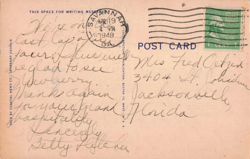 1948 General Oqlethorpe Hotel Wilmington Island Ga. Postcard 2R4-567