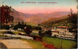 Sospel La Gare Ligne Nice-Coni Sunset Antique Postcard DB UNP Unused 