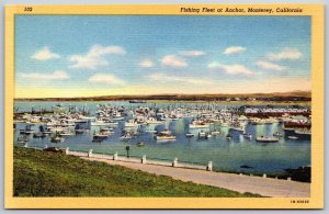 Vtg Monterey California CA Fishing Fleet Boats At Anchor 1940s View Postcard