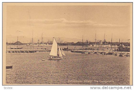 Sailboat , Kobenhavn. Udsight fra Langelinie , Denmark , 1910s