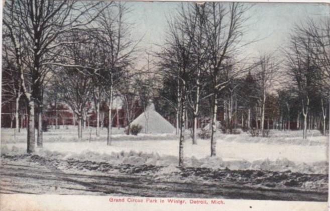 Michigan Detroit Grand Circus Park In Winter 1909