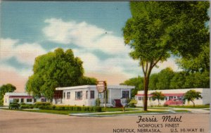 Norfolk Nebraska Ferris Motel Hwy 81 Linen Postcard Y16