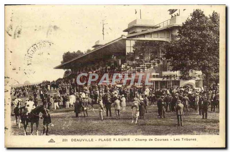 Old Postcard Deauville Beach Fleurie Champ Racing Horses Equestrian grandstand