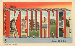 Kewanee Illinois Large Letters Multi View Teich Postcard linen 21-11576