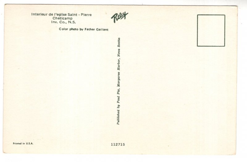 Saint Peter's Church, Cheticamp, Nova Scotia, Interior