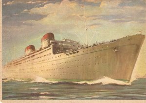 Ship Conte Grande Vintage Italian postcard 1960s. Size 15 x 10,5