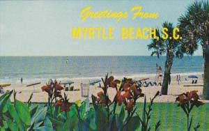 South Carolina Myrtle Beach Greetings With Beach Scene