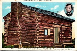 Kentucky Log Cabin In Hardin County Birthplace Of Abraham Lincoln  1933