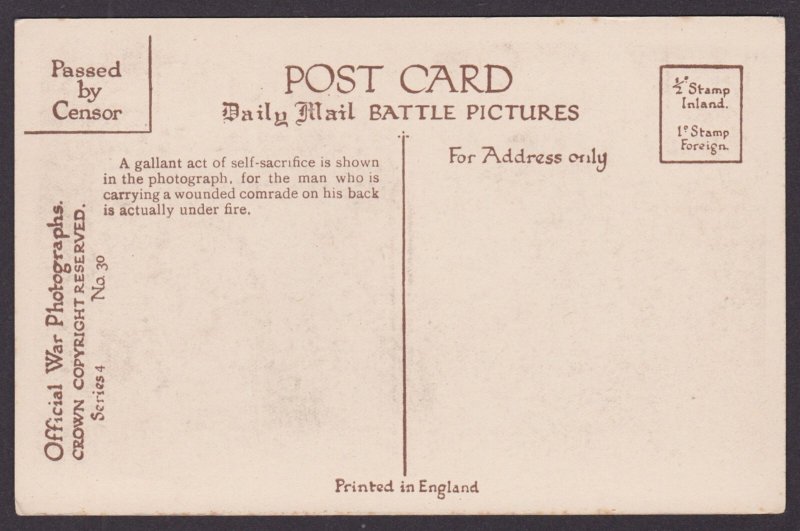GREAT BRITAIN, Postcard, A Gallant rescue under fire, WWI