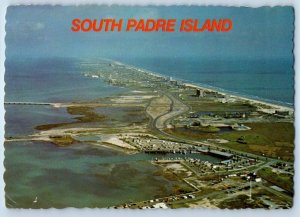 1960 South Padre Island Texas TX Postcard Vacation Paradise Sea Blue Aerial View