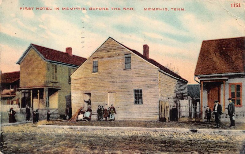 FIRST HOTEL IN MEMPHIS BEFORE THE CIVIL WAR MEMPHIS TENNESSEE POSTCARD 1910