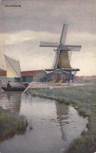 Netherlands Zaandam Landscape Scene With Windmill