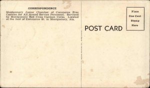 Montgomery Alabama AL WWII Red Cross Canteen Nurses WAC Vintage Postcard