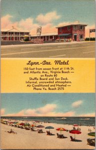Lynn-Dee Motel Atlantic Ave Virginia Beach Vintage Postcard P67