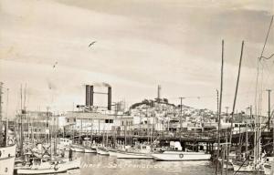 SAN FRANCISCO CA~WHARF VIEW 1940s REAL PHOTO POSTCARD