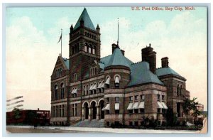 1909 US Post Office Building Tower Stairs Entrance Bay City Michigan MI Postcard 