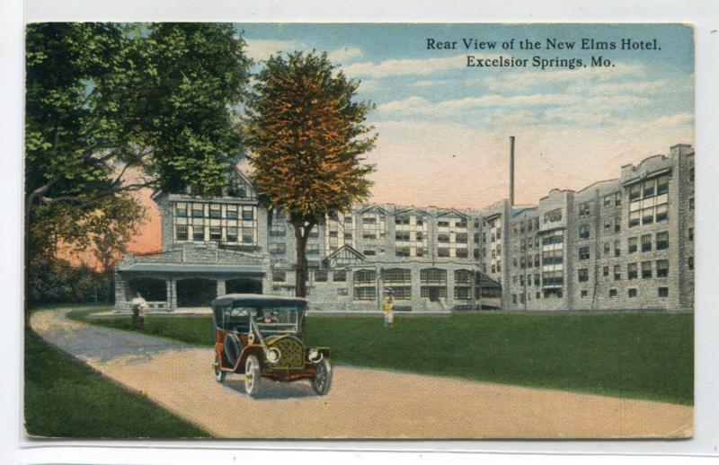 New Elms Hotel Rear View Excelsior Springs Missouri 1922 postcard