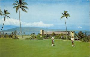 Kaanapali-Maui Hawaii~Kaanapali Beach Hotel~Men Golfing in Foreground~1972 Pc