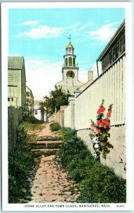 M-27833 Stone Alley and Town Clock Nantucket Massachusetts