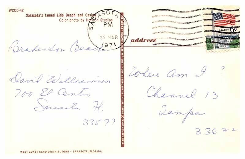 Postcard BEACH SCENE Sarasota Florida FL AT3389