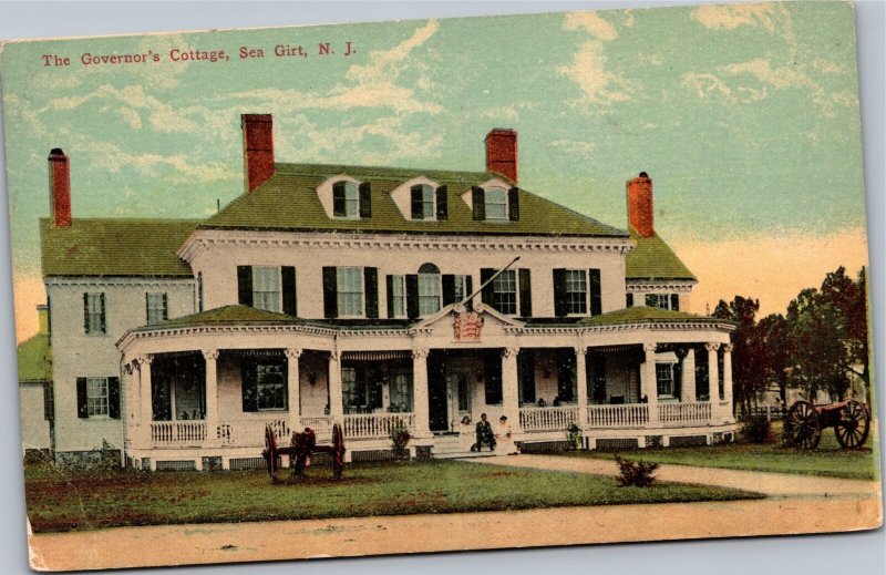 Postcard NJ Sea Girt - The Governor's Cottage -- trimmed