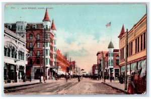 Boise Idaho Postcard Main Street Buildings Crowd Road Classic Cars 1907 Vintage