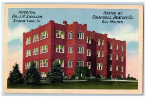 c1940's Hospital Dr. J. A. Swallum Campbell Heating Co. Storm Iowa IA Postcard