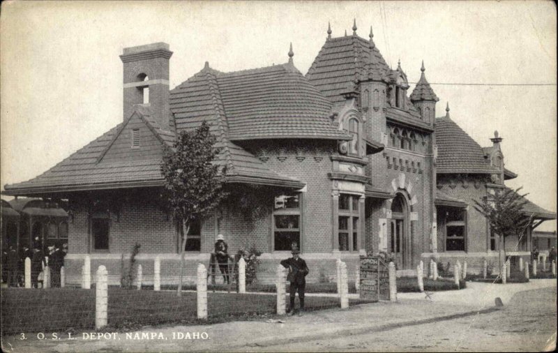 Nampa Idaho ID OSL RR Train Station Depot c1910 Postcard