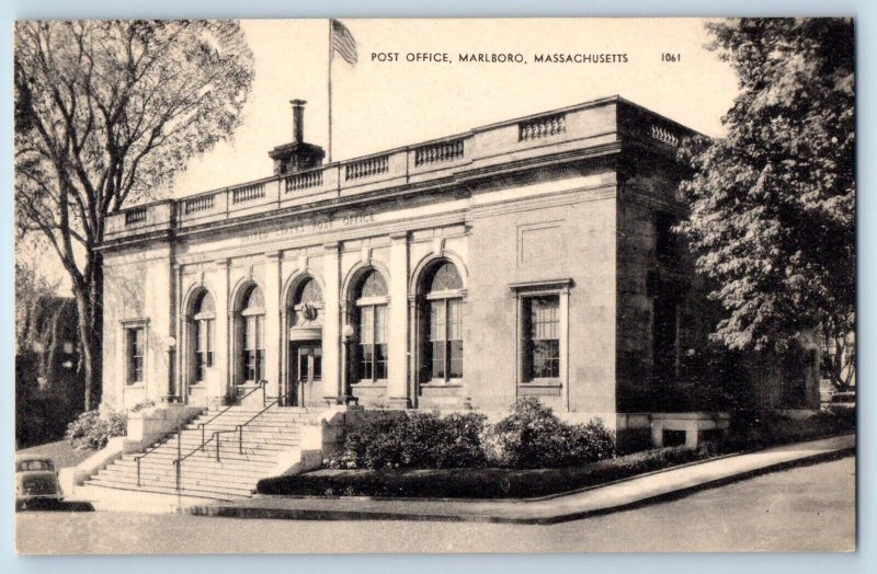 Marlboro Massachusetts Postcard Post Office Building Exterior View 1940 Unposted