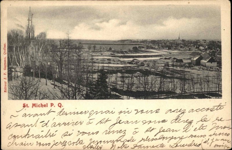 St Michel PQ Quebec Bird's Eye View c1910 Vintage Postcard