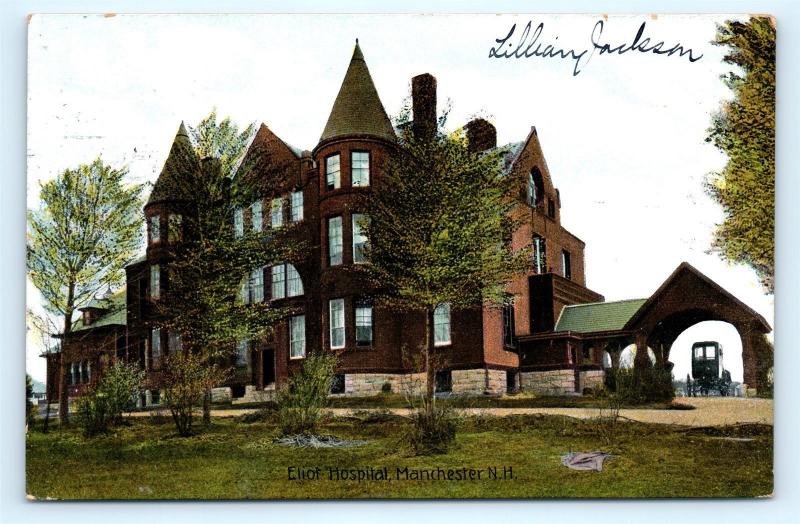 Postcard NH Manchester 1908 View Eliot Hospital H09