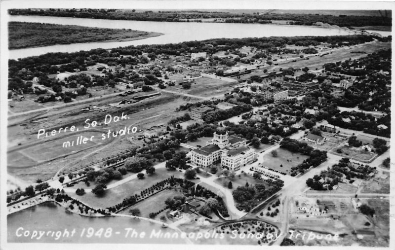 H84/ Pierre South Dakota Postcard RPPC c1948 Capitol Birdseye View 145