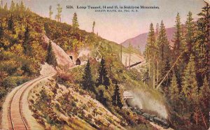 Railroad Train Loop Tunnel 14 15 Siskiyou Mountains 1920 postcard