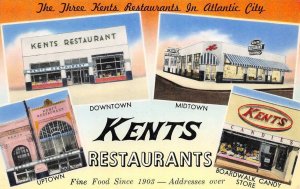 KENTS Restaurants Atlantic City, NJ Roadside New Jersey Vintage Postcard c1950s