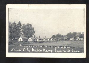 IOWA FALLS IOWA SCENIC CITY KABIN KAMP VINTAGE ADVERTISING POSTCARD