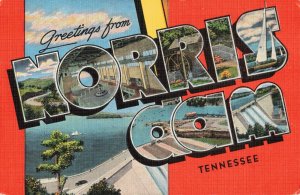 Greetings from Norris Dam, Tennessee Linen Postcard 