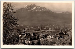 Luzern Und Der Pilatus Lucerne Switzerland Mountain Real Photo RPPC Postcard