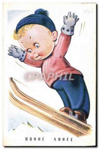 Old Postcard of Sports & # 39hiver Skiing Child