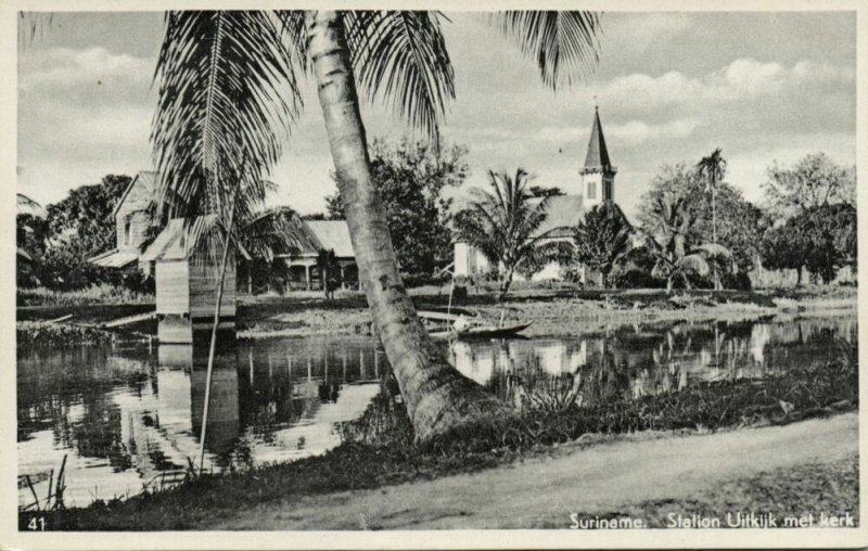 suriname, UITKIJK, Mission Station Church (1930s)