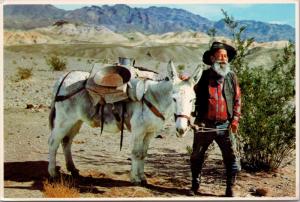 Old Prospector and Burro Death Valley Smiley Gold Unused Vintage Postcard D37