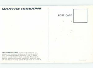 Pre-1980 Postcard Ad QANTAS AIRWAYS BOEING 747B AIRPLANE AC6349@