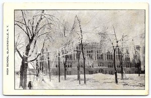 1909 High School Gloversville New York Winter Grounds Building Posted Postcard