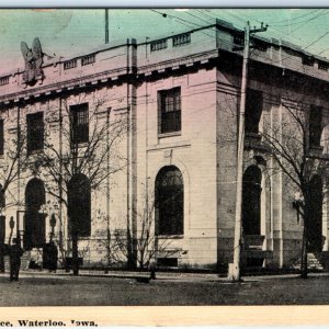 c1910s Waterloo, IA US Post Office Nice Architecture Litho Photo Postcard A62