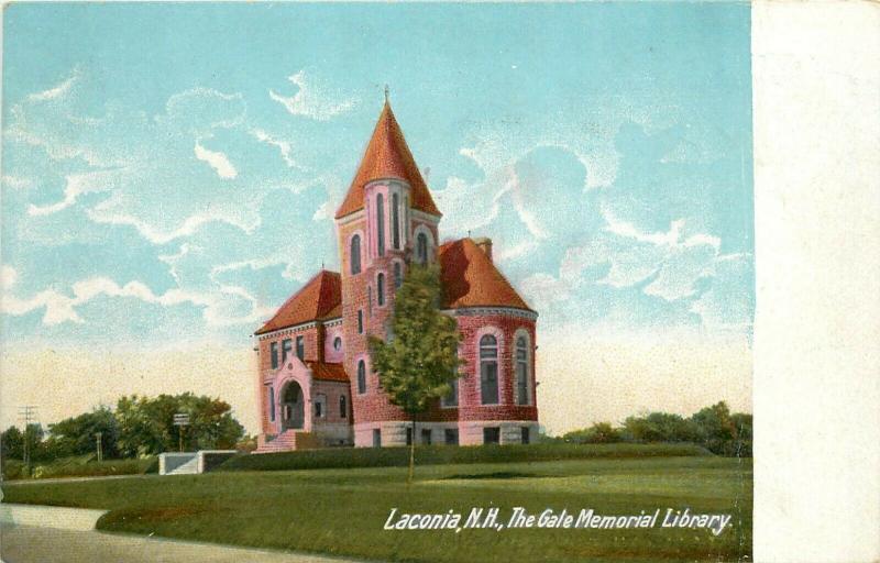 c1905 Chromograph Postcard; Laconia NH, Gale Memorial Library, Belknap County