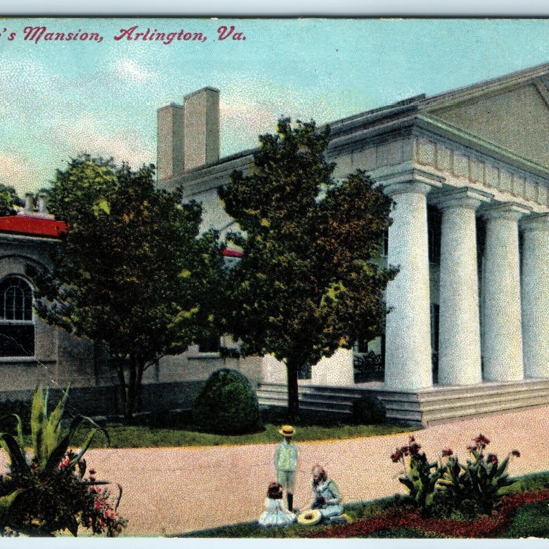 c1910s Arlington, VA General Lee's Mansion PC House Children Play Roadside A275