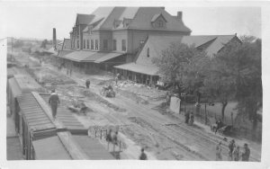 J34/ Pueblo Colorado RPPC Postcard c1921 Flood Disaster Railroad Depot 241