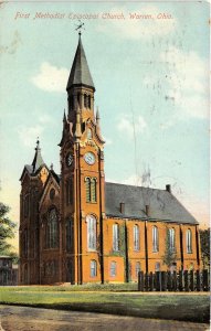 Warren Ohio 1909 Postcard First Methodist Church