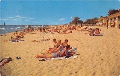 Grand Haven State Park, Lake Michigan Beach Scene 1957 Vintage Postcard